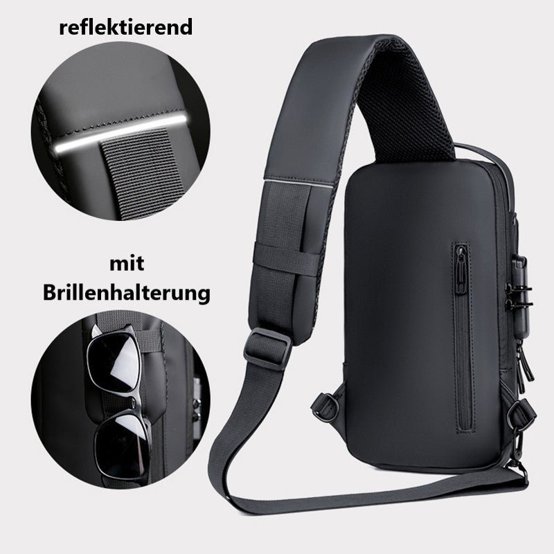 Herren Brust/ Schulter Rucksack mit USB-Ladeanschluss - LOMIK